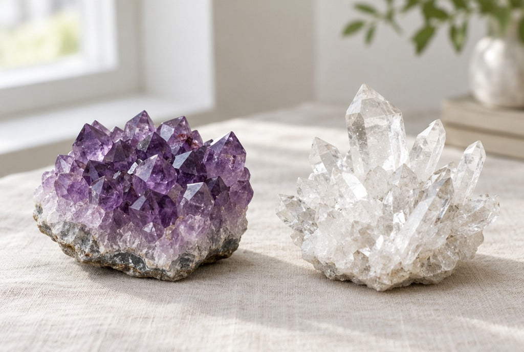 Amethyst vs. Clear Quartz Clusters: How to Choose