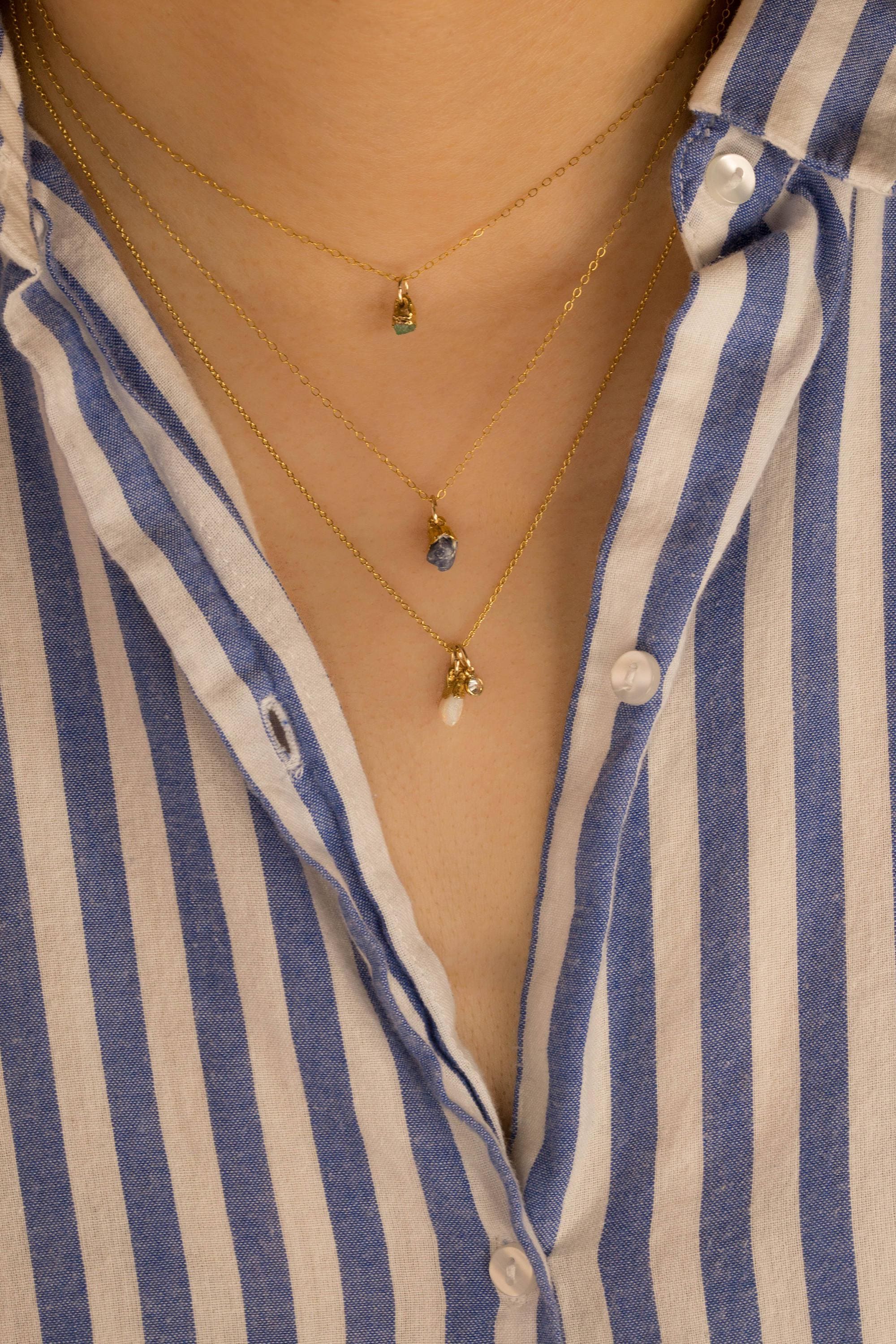 Dainty Raw Opal Necklace • Gold Fill • Charm Pendant • Raw Gemstone Crystal Necklace • Boho Necklace • Australian Opal • Fall Jewelry