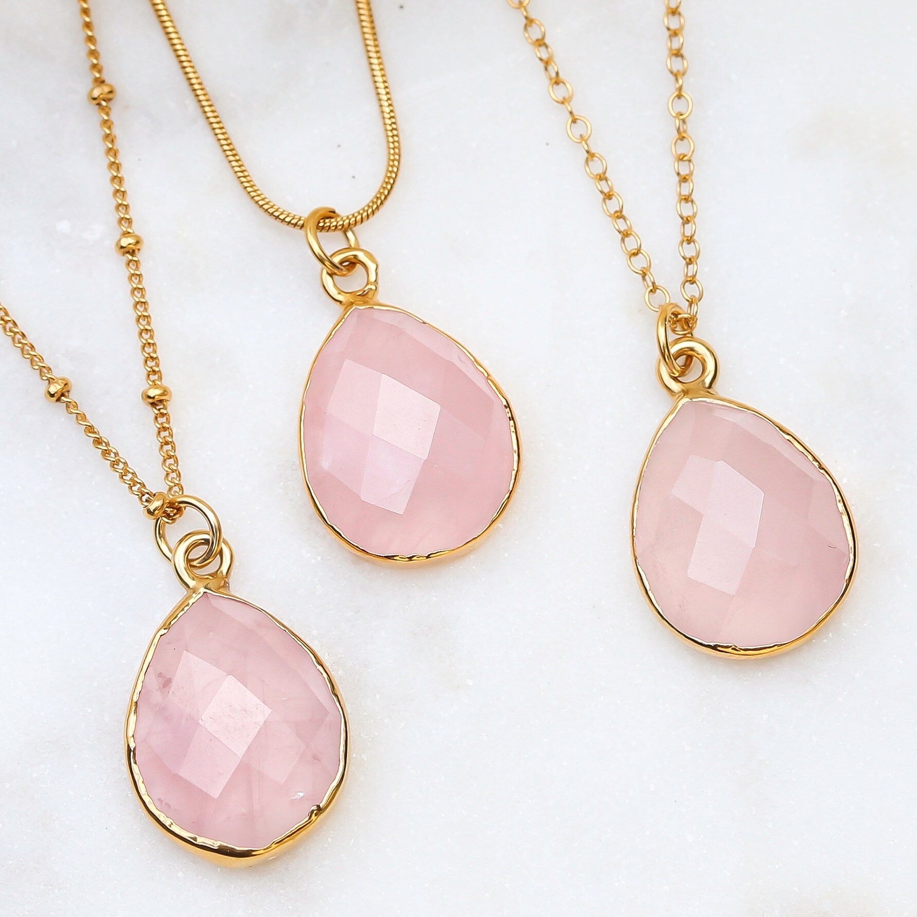 Chunky Rose Quartz Necklace • Gold Filled • Handmade Pink Fall Jewelry • Antique Style • January Birthstone • Perfect Mother of Bride Gift