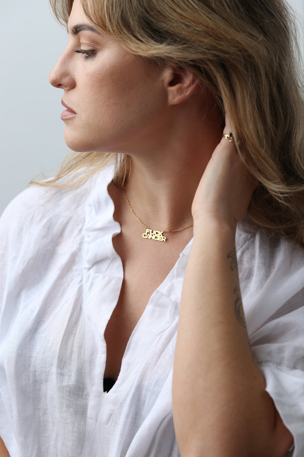 F* Cancer Necklace · Breast Cancer Awareness · New Beginnings Gift for Her · 100% of purchase goes towards Amy's Recovery • Handmade