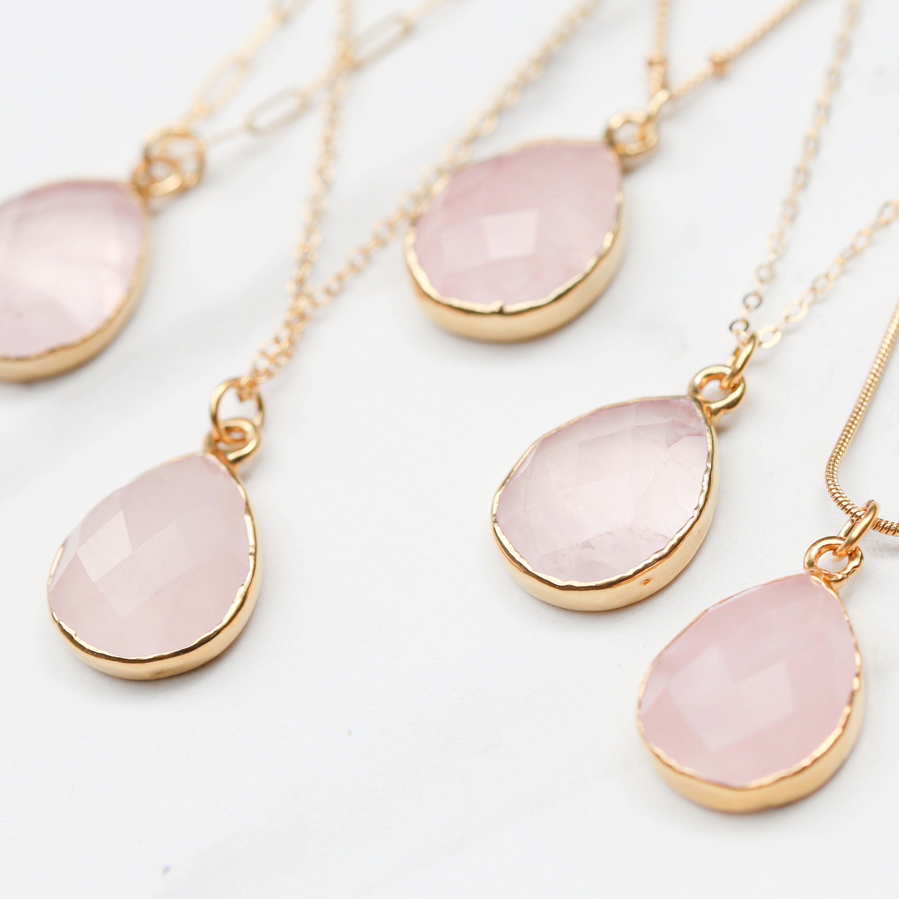Chunky Rose Quartz Necklace • Gold Filled • Handmade Pink Fall Jewelry • Antique Style • January Birthstone • Perfect Mother of Bride Gift