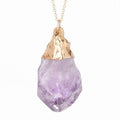 Large Raw Amethyst Necklace • Gold Filled Chain • February Birthstone • Witchy Fall Crystal Jewelry • Handmade Jewelry • Purple Gemstone
