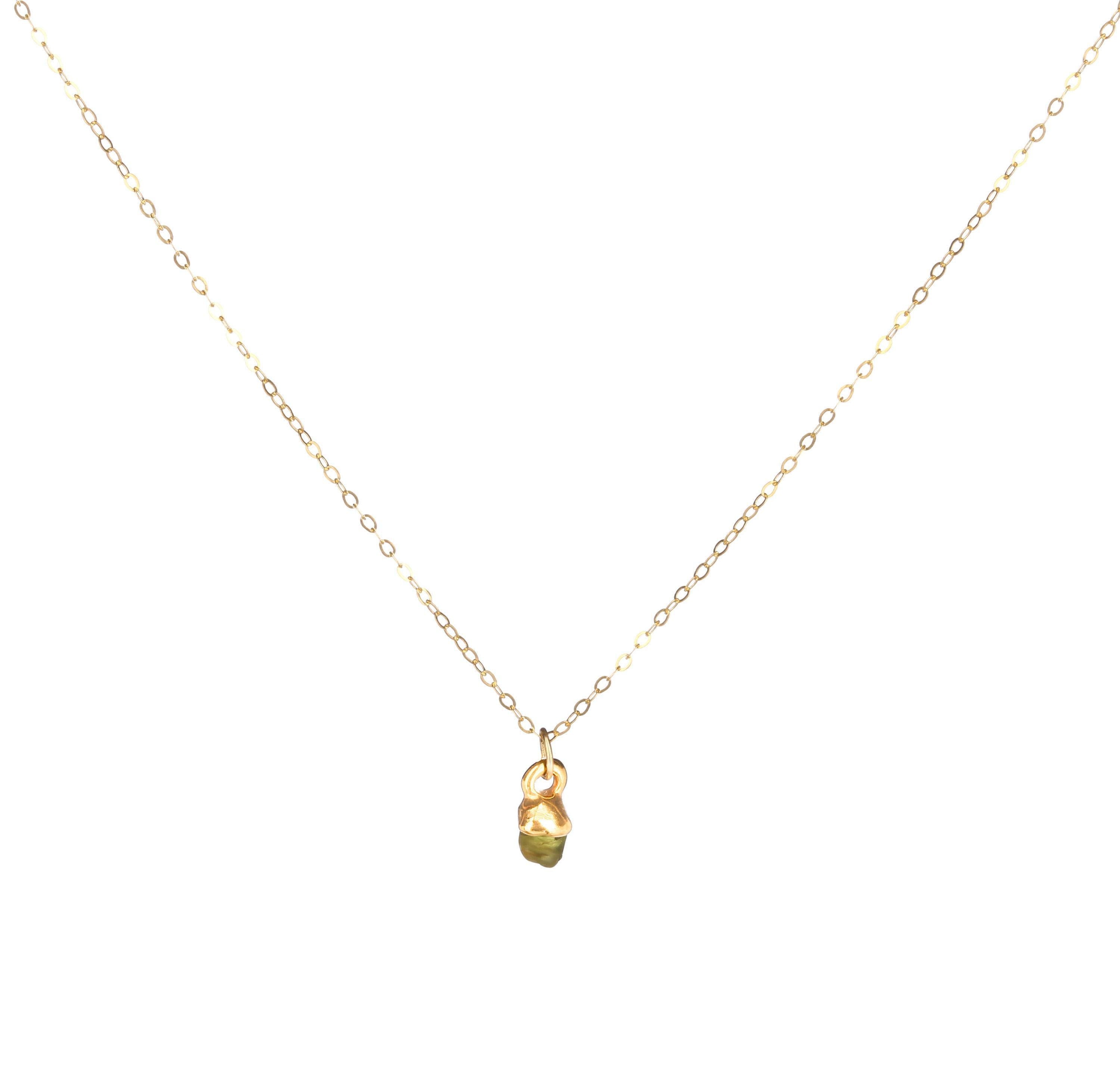 Raw Peridot Necklace • Leo Necklace • Raw Gemstone Necklace • 24k Dip • Peridot Birthstone Jewelry • Leo Gift • August Birthstone • Handmade