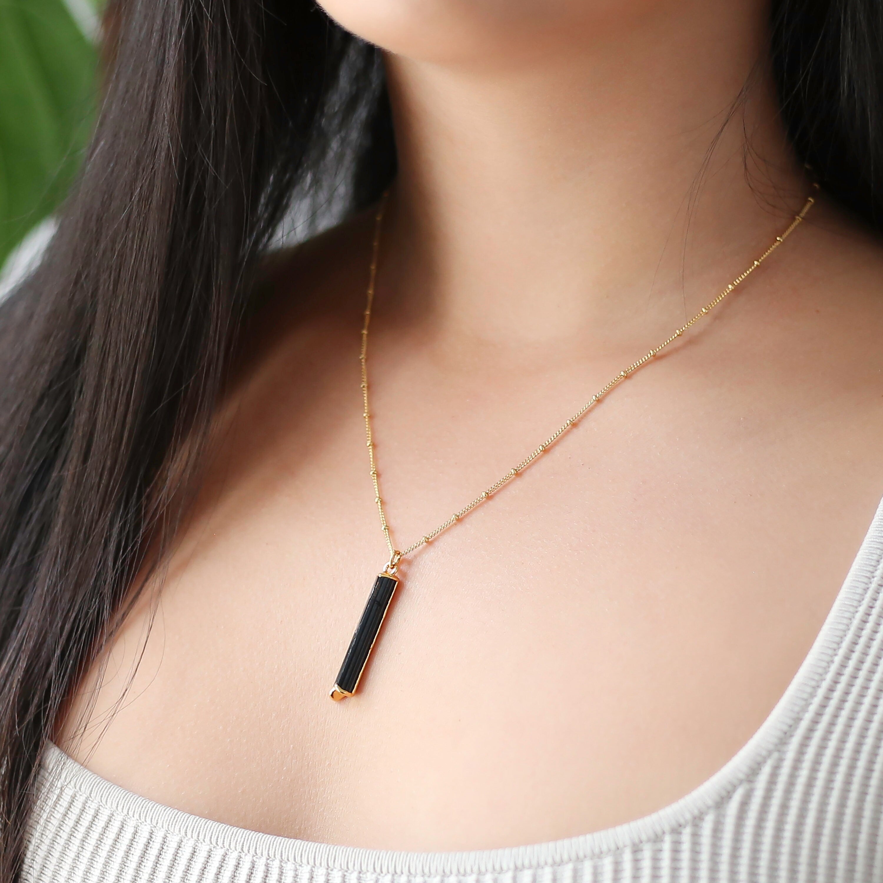Black Tourmaline Necklace • Raw Crystal Pendant, Protection Stone • Witchy Birthstone Necklace Whimsigoth • Fall Jewelry • Handmade