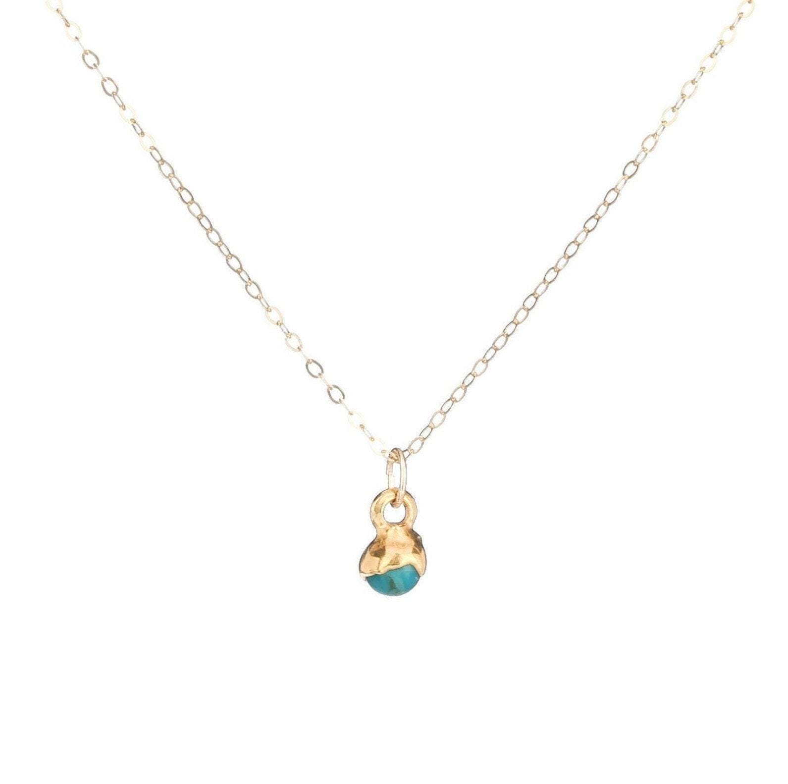 Raw Turquoise Necklace • Minimalist Dainty Jewelry • Gold Filled • December Birthstone • Something Blue • Perfect Simple Bridesmaid Gift