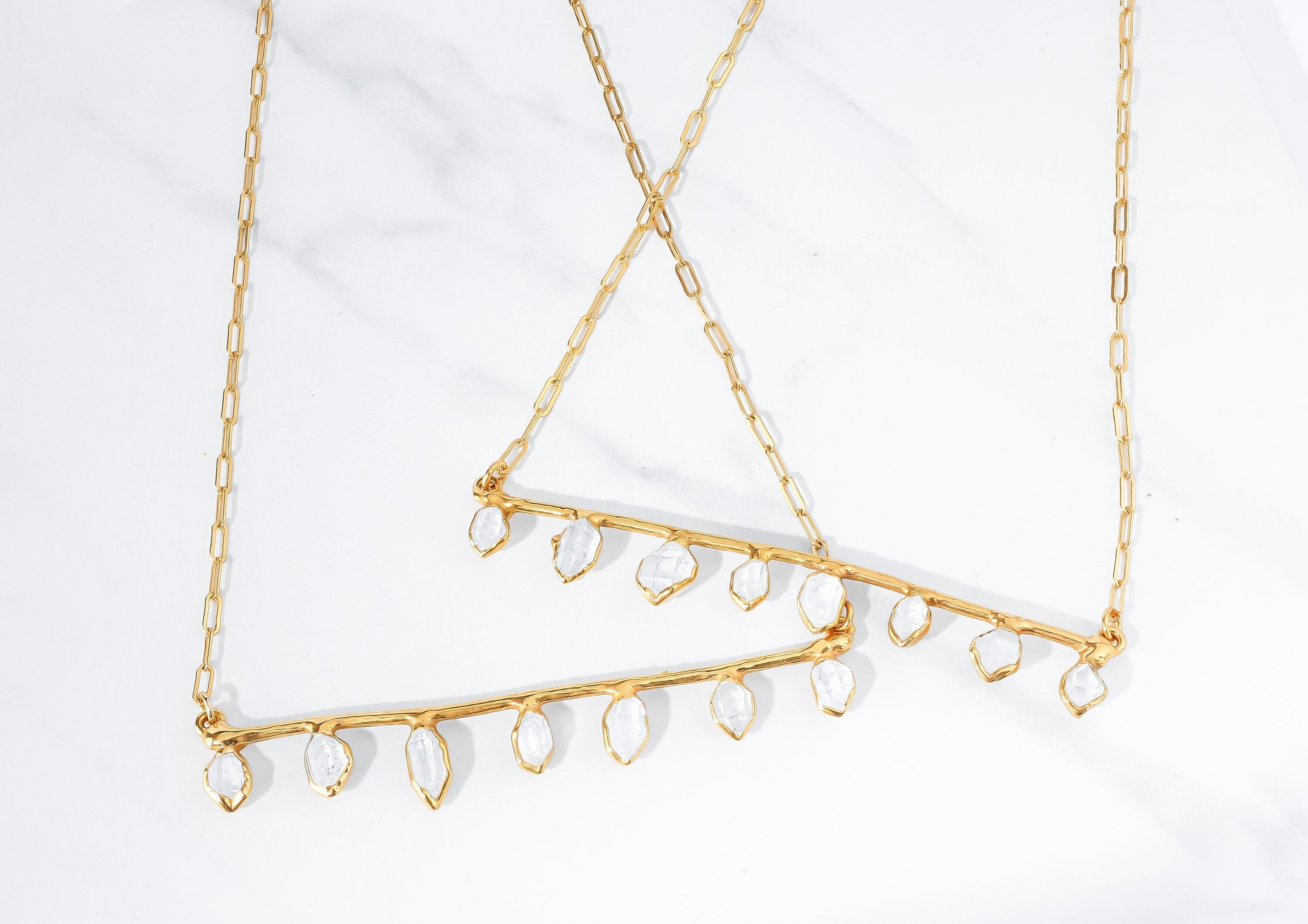Fairy Crystal Bar Necklace • Real Raw Herkimer Diamond • Gold Filled • Crystal Choker • Tibetan Quartz • Handmade Witchy Fall Jewelry