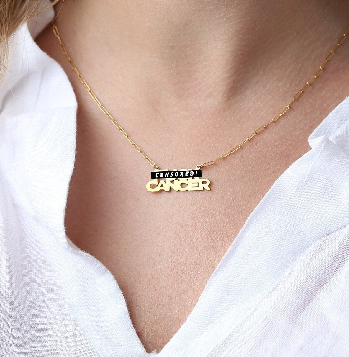 F* Cancer Necklace · Breast Cancer Awareness · New Beginnings Gift for Her · 100% of purchase goes towards Amy's Recovery • Handmade