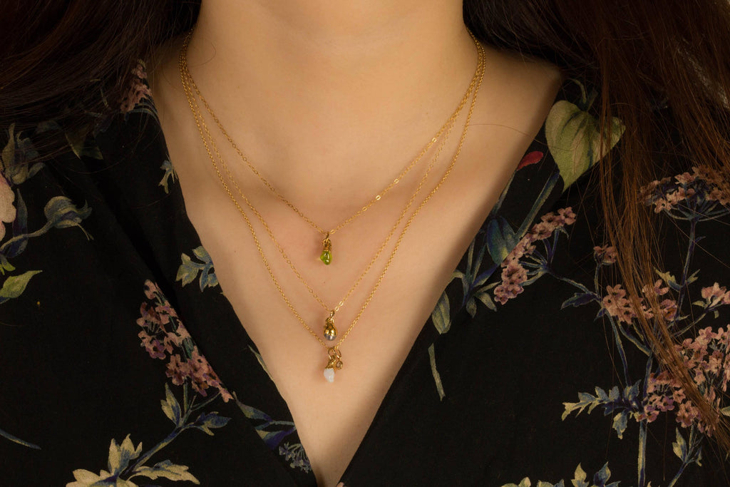 Dainty Raw Opal Necklace • Gold Fill • Charm Pendant • Raw Gemstone Crystal Necklace • Boho Necklace • Australian Opal • Fall Jewelry