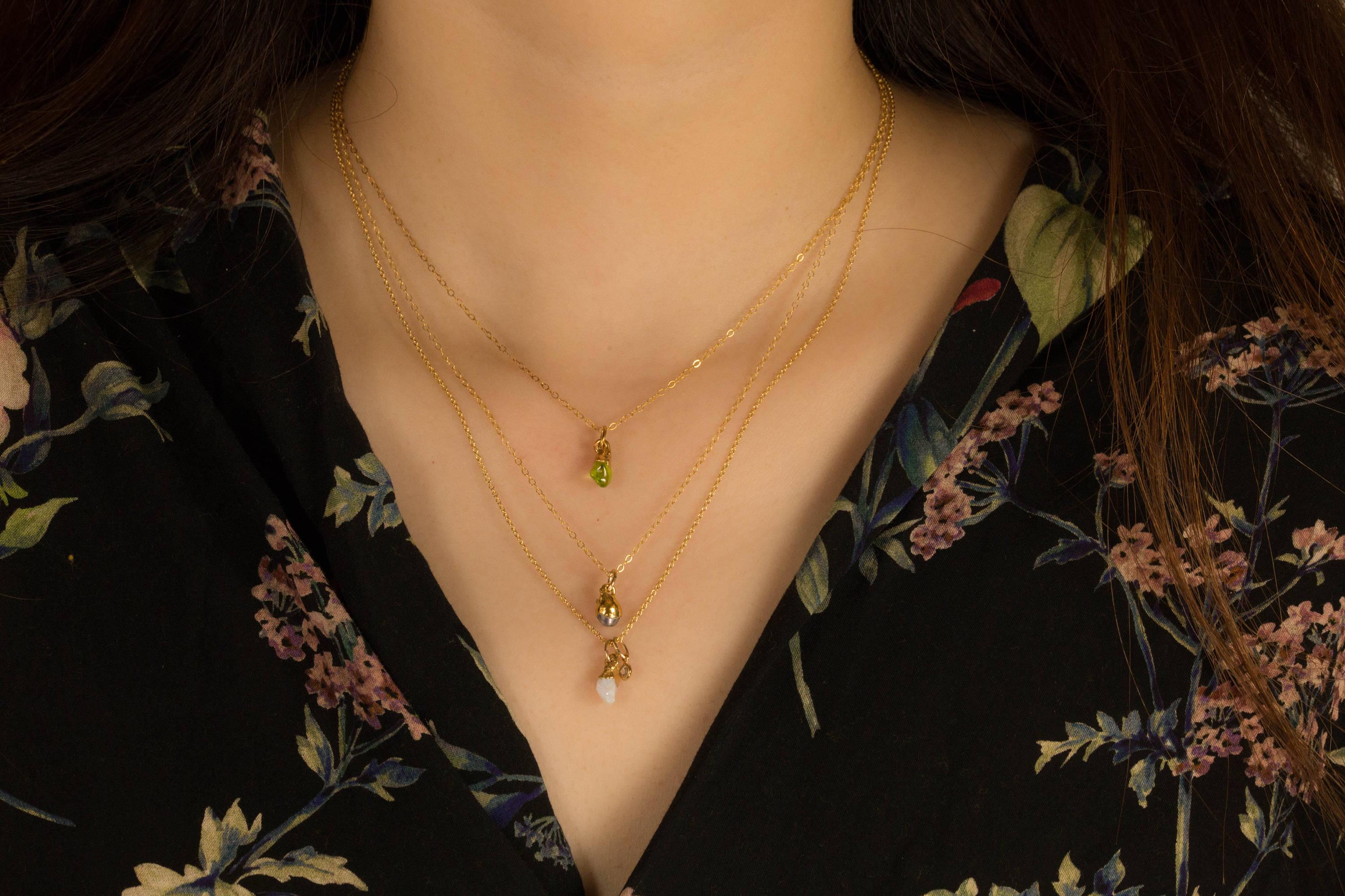 Dainty Raw Opal Necklace • Gold Fill • Charm Pendant • Raw Gemstone Crystal Necklace • Boho Necklace • Australian Opal • Fall Jewelry