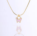 Butterfly Opal Necklace • Dainty Butterfly Pendant • Kyocera Opal • October Birthstone • Feminine Girly Pink Opal Jewelry • 24k Dip