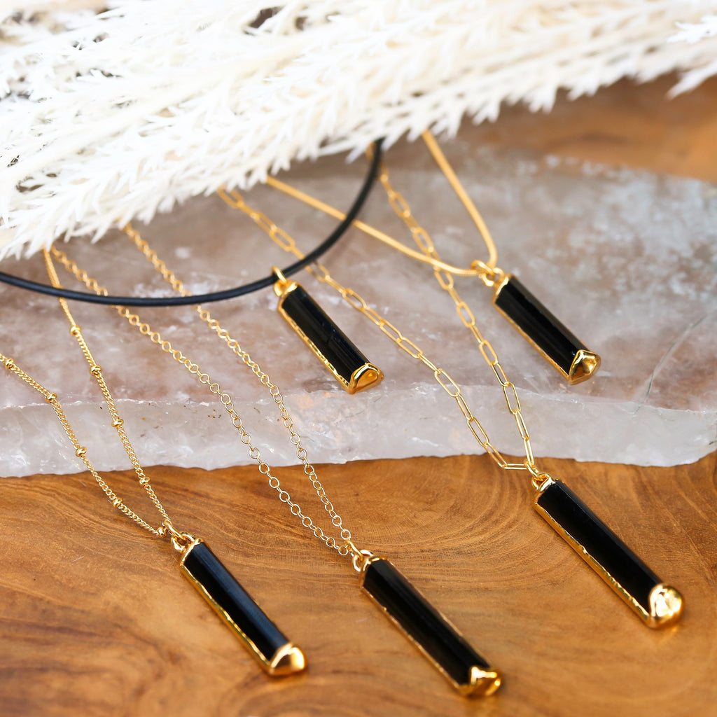 Black Tourmaline Necklace • Raw Crystal Pendant, Protection Stone • Witchy Birthstone Necklace Whimsigoth • Fall Jewelry • Handmade