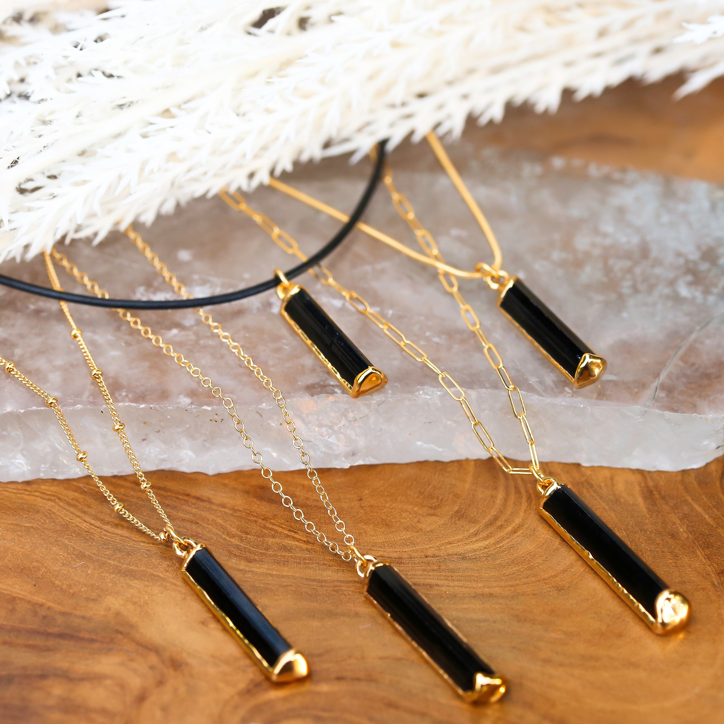 Black Tourmaline Necklace • Raw Crystal Pendant, Protection Stone • Witchy Birthstone Necklace Whimsigoth • Fall Jewelry • Handmade