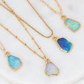 Gold Fire Opal Necklace • Ringcrush • Raw Australian Opal Pendant • October Birthstone •