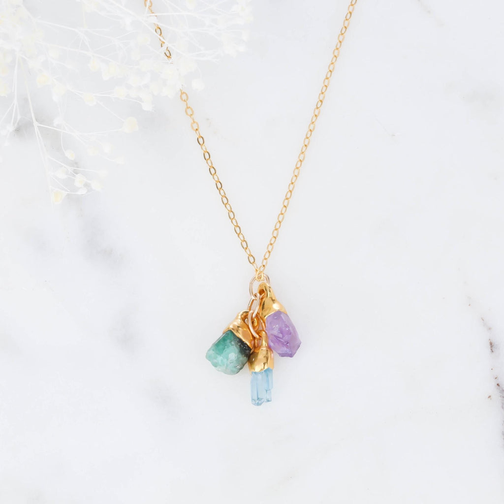 Raw Sapphire Necklace • September Birthstone • Virgo • Dainty Gemstone Crystal Pendant • 24k Dip • Handmade