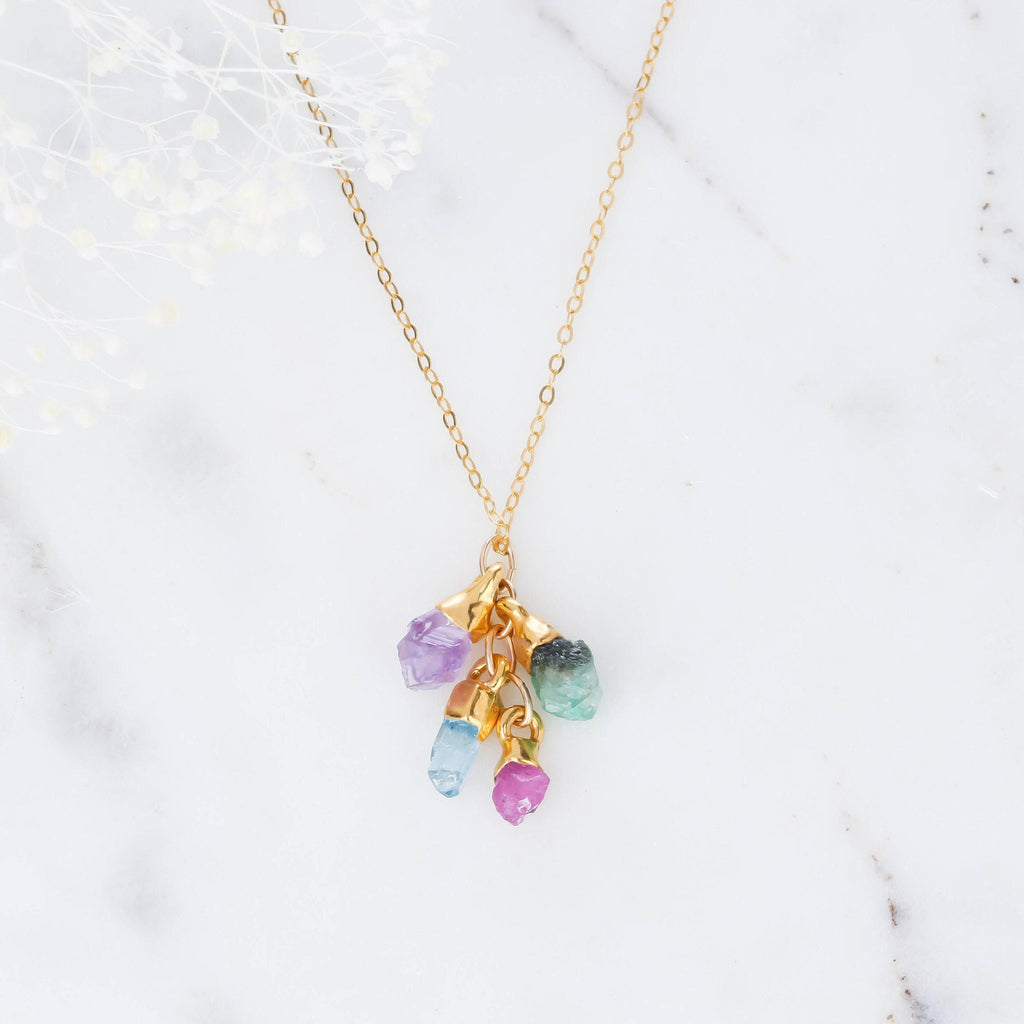 Raw Opal Necklace, October Birthstone, Libra, Gemstone Crystal Pendant, Gold Filled • 24k Dip • Handmade