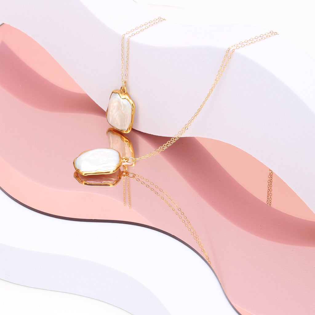 Baroque Pearl Necklace • Gold Filled • June Birthstone • Real Pearl Drop Necklace • Cute Fall Jewelry • Perfect Raw Pearl Choker • 24k Dip