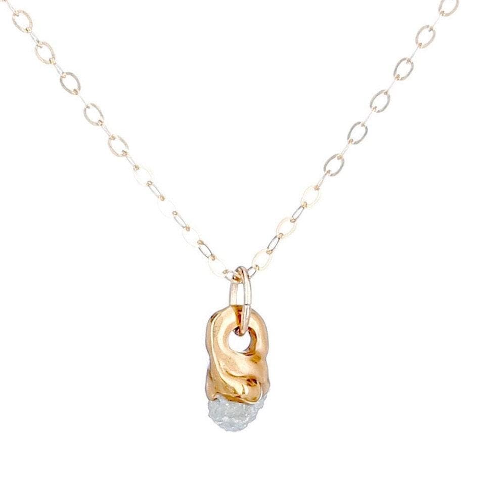 Raw Diamond Necklace • April Birthstone • Cute Fall Jewelry • Dainty Raw Gemstone Pendant • Whimsigoth • 24k Dip • Handmade