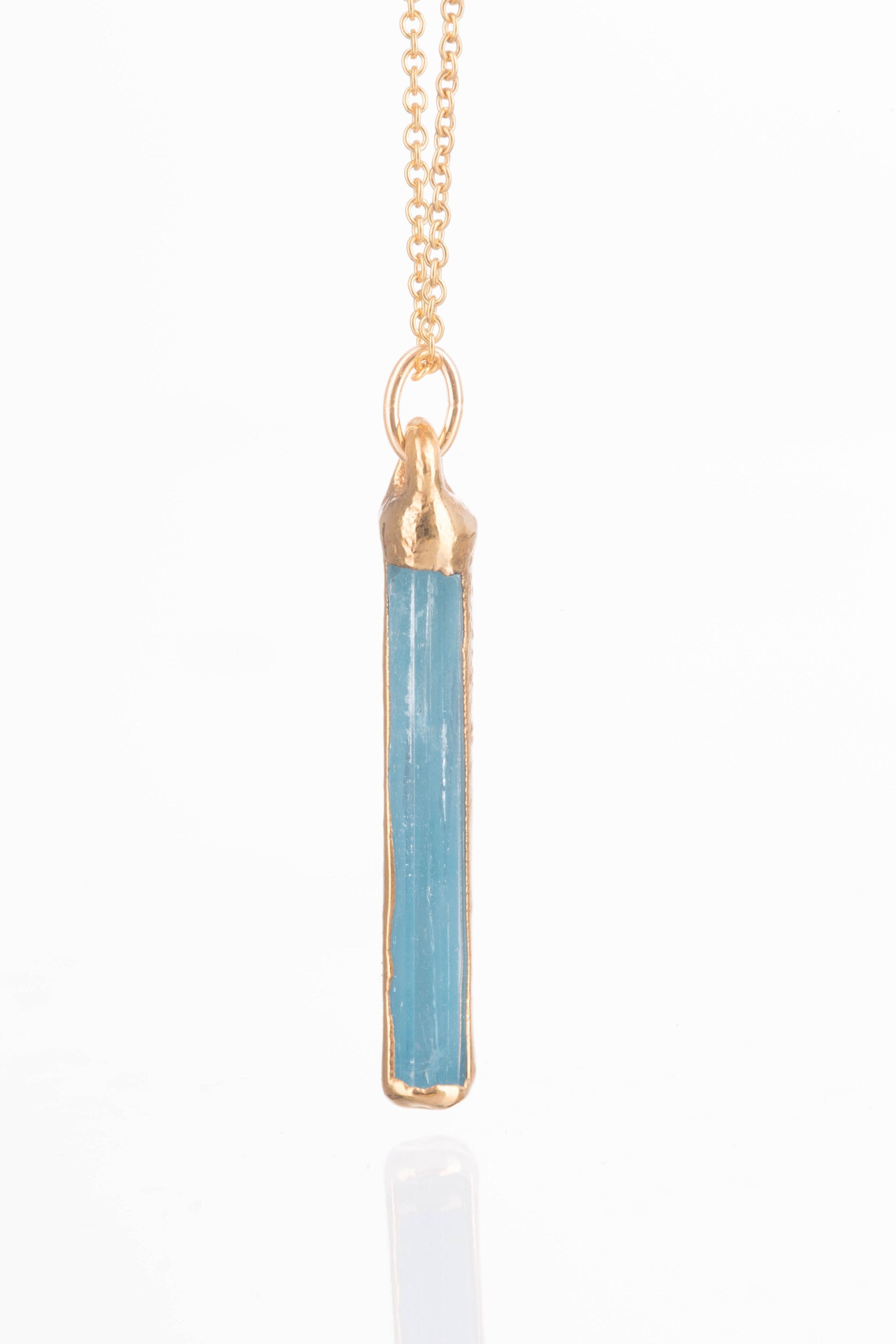 Raw Aquamarine Crystal Necklace • Handmade Gemstone Spring Jewelry • Natural Aqua Pendant • Boho March Birthstone Gift • Gold Filled