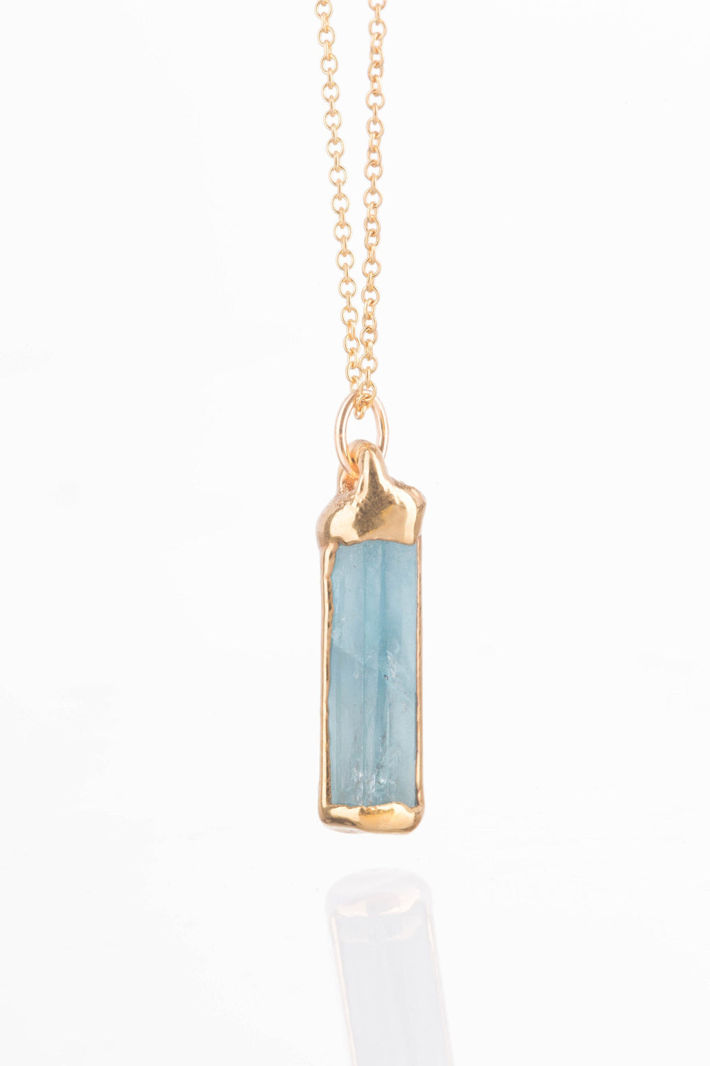 Raw Aquamarine Crystal Necklace • Handmade Gemstone Spring Jewelry • Natural Aqua Pendant • Boho March Birthstone Gift • Gold Filled