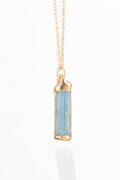 Raw Aquamarine Crystal Necklace • Handmade Gemstone Spring Jewelry • Natural Aqua Pendant • Boho March Birthstone Gift • Gold Filled
