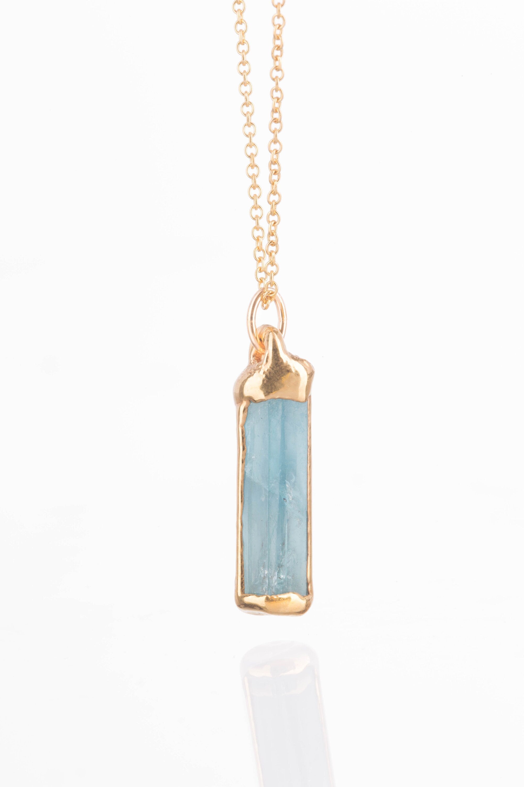 Raw Aquamarine Crystal Necklace • Handmade Gemstone Spring Jewelry • Natural Aqua Pendant • Boho March Birthstone Gift • Gold Filled