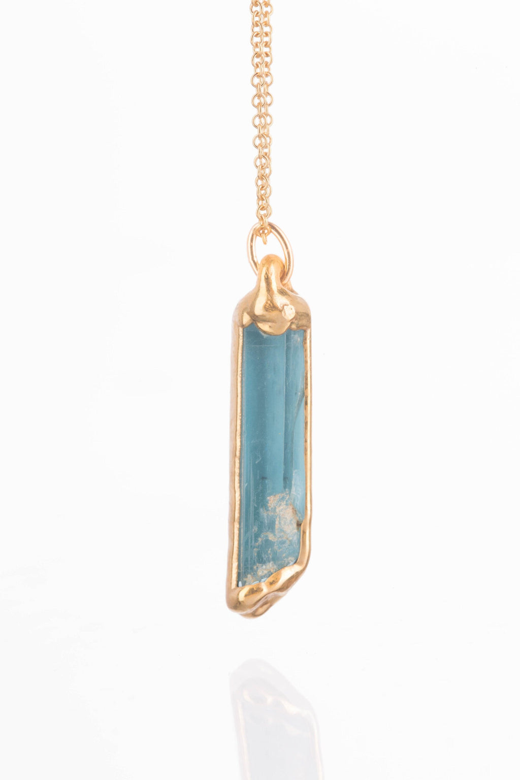 Raw Aquamarine Crystal Necklace • Handmade Gemstone Spring Jewelry • Natural Aqua Pendant • Boho March Birthstone Gift • Gold Filled