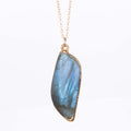 Statement Raw Labradorite Necklace • Gold Filled • Whimsigoth Crystal Pendant • Chunky Gemstone Statement Jewelry • Handmade Gift  • 24k Dip