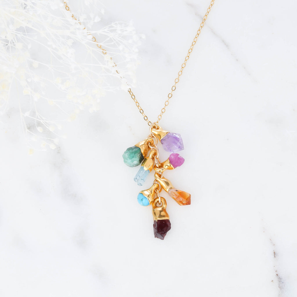 Raw Gemstone Necklace • Personalized Birthstone Pendant • Delicate and Dainty Crystal Jewelry • Perfect for Layering • 24k Dip • Handmade