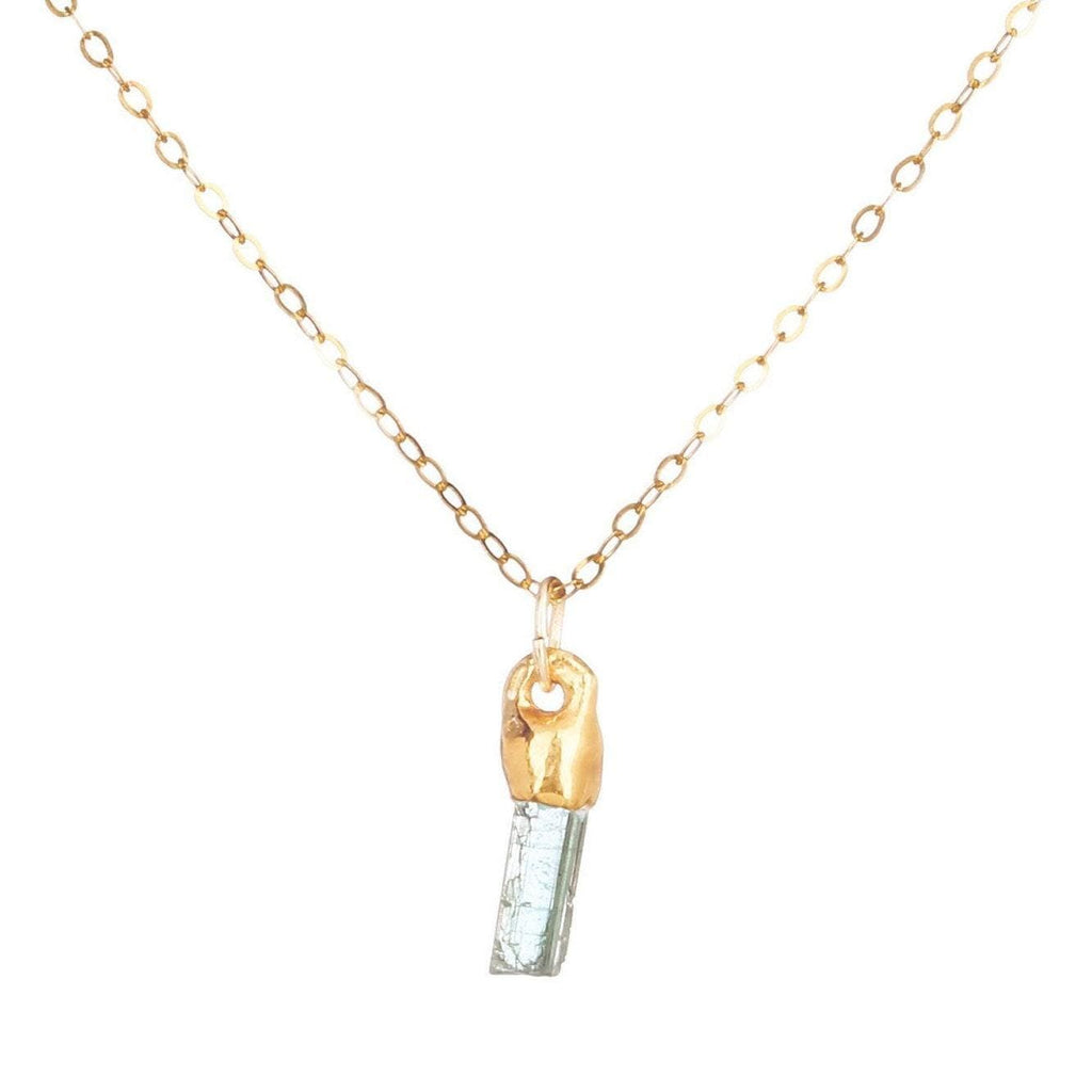 Raw Aquamarine Necklace, March Birthstone, Pisces, Raw Gemstone Crystal Necklace Whimsigoth • 24k Dip • Handmade