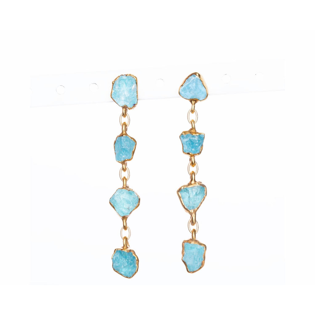 Cascading Waterfall Aquamarine Earrings for Women, Statement Raw Aquamarine Earrings, Unique March Birthstone Earrings, Raw  Earrings