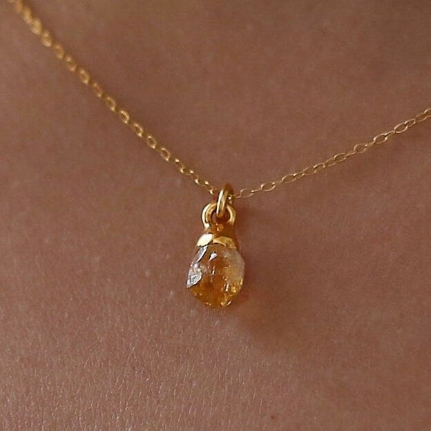 Dainty Raw Citrine Choker Necklace • November Birthstone • Scorpio Gift • Witchy Fall Crystal Jewelry • Handmade Jewelry • Minimalist Style