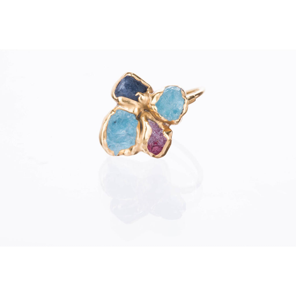 Custom Raw Birthstone Cluster Mothers Ring