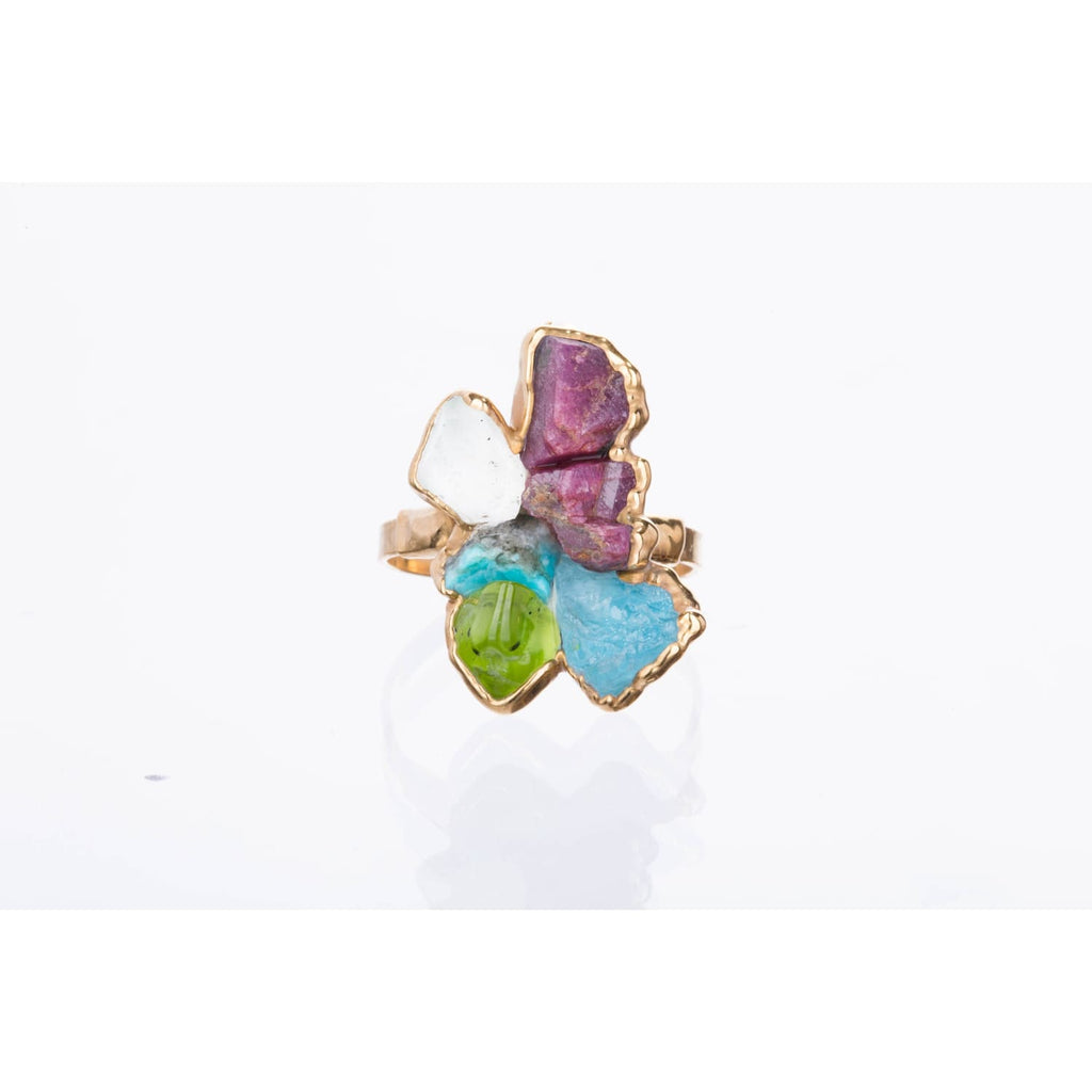 Custom Raw Birthstone Cluster Mothers Ring