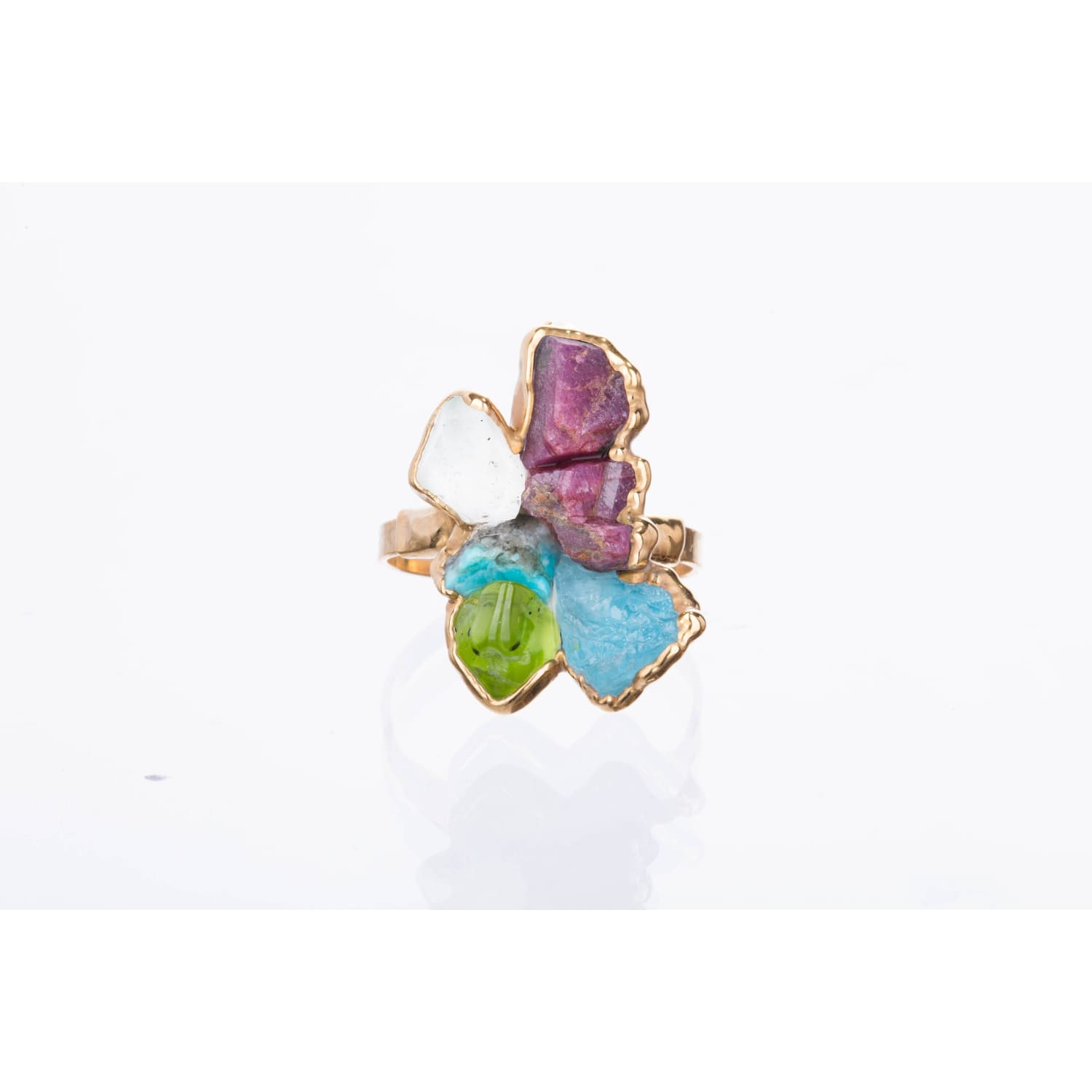 Custom Raw Birthstone Cluster Mothers Ring