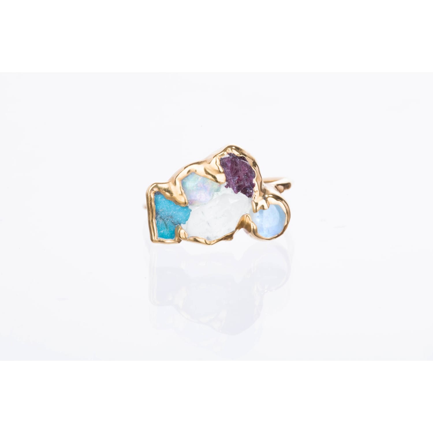 Custom Raw Birthstone Cluster Mothers Ring