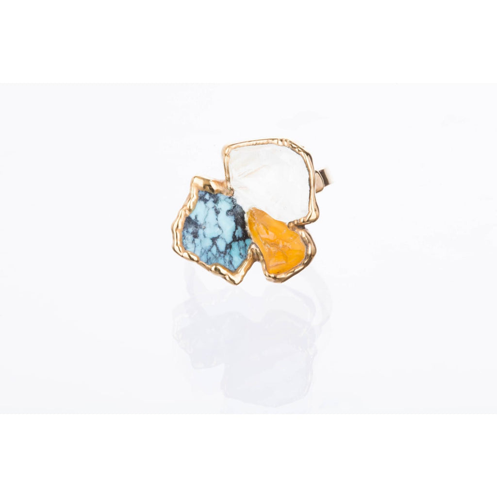 Custom Raw Birthstone Cluster Mothers Ring