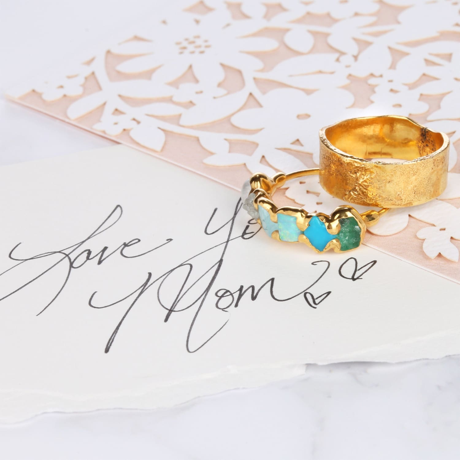 Custom Raw Gemstone Mothers Ring
