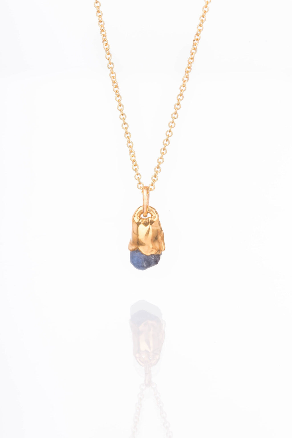 Gold Raw Sapphire Necklace, September Birthstone Necklace, Raw Birthstone Gift, Rough Sapphire Necklace, Raw Gemstone Choker Necklace Unique