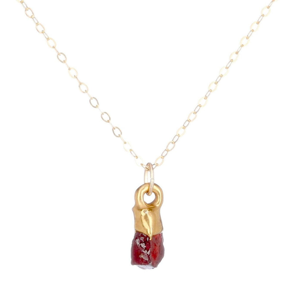 Raw Garnet Necklace • January Birthstone for Capricorn • Gemstone Witchy Vampire Jewelry • Red Halloween Necklace • Fall Jewelry • 24k Dip