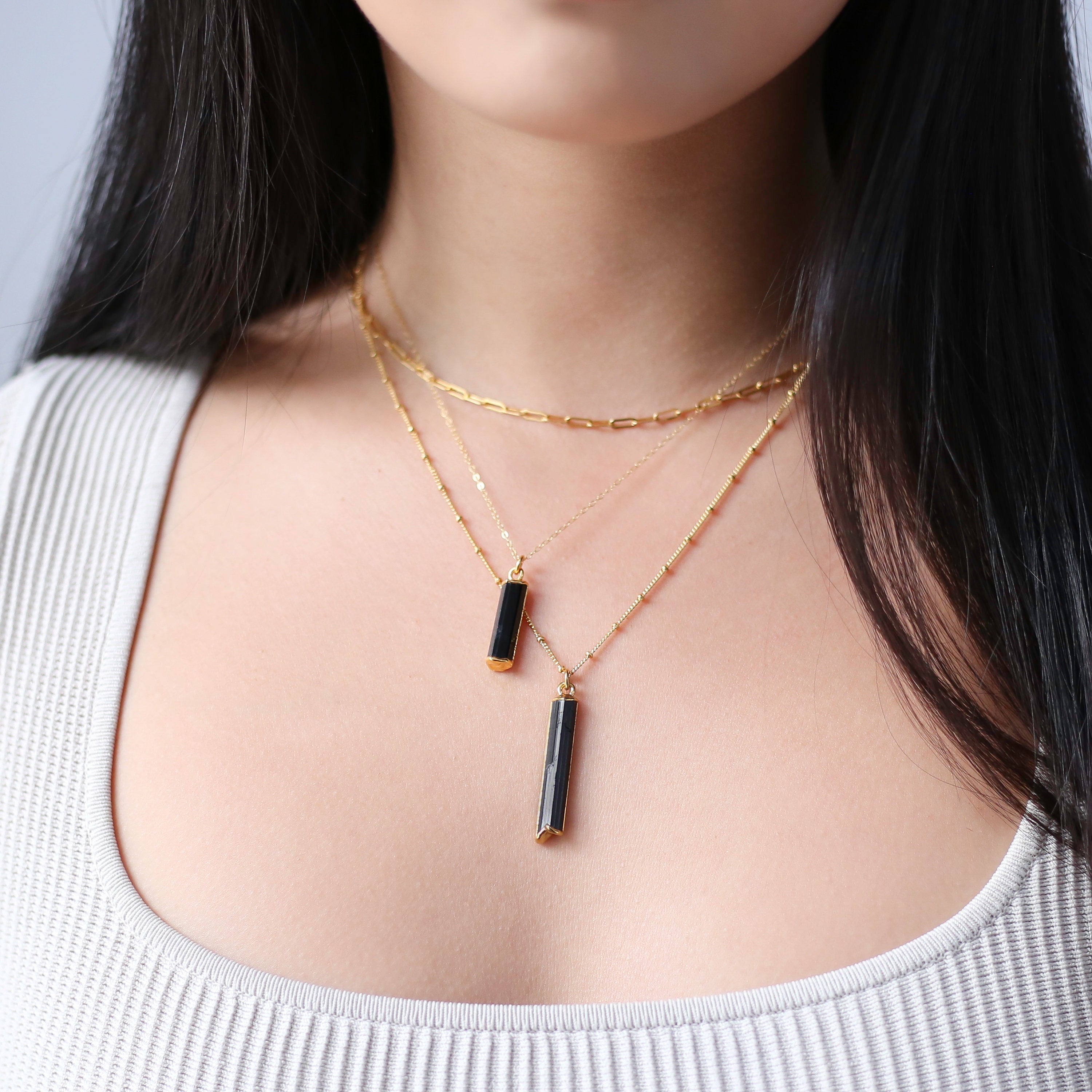 Black Tourmaline Necklace • Raw Crystal Pendant, Protection Stone • Witchy Birthstone Necklace Whimsigoth • Fall Jewelry • Handmade