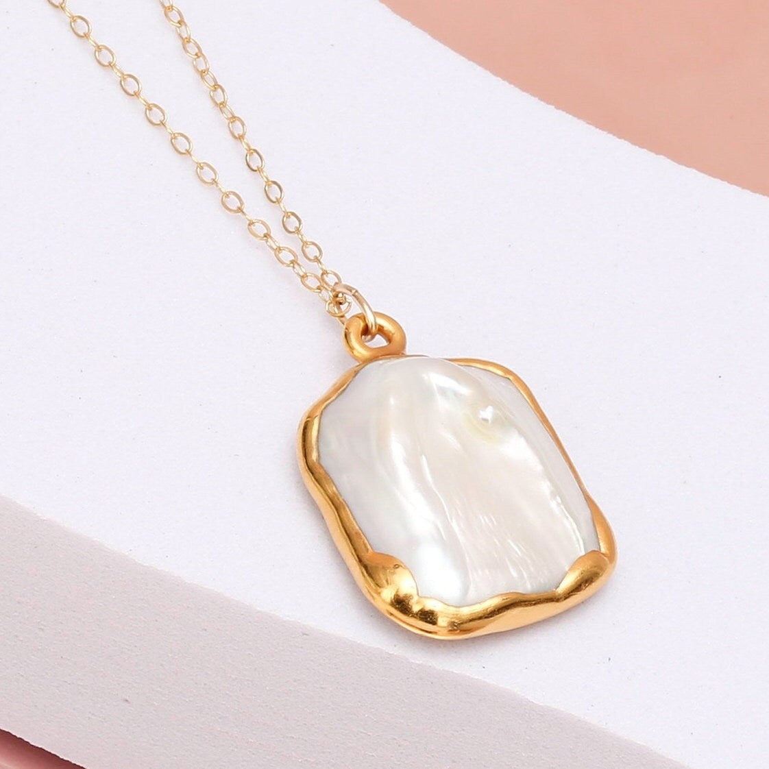 Baroque Pearl Necklace • Gold Filled • June Birthstone • Real Pearl Drop Necklace • Cute Fall Jewelry • Perfect Raw Pearl Choker • 24k Dip
