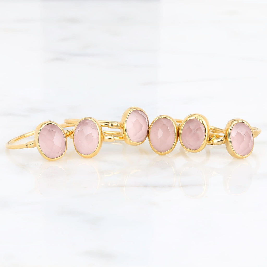 Dainty Oval Rose Quartz Ring