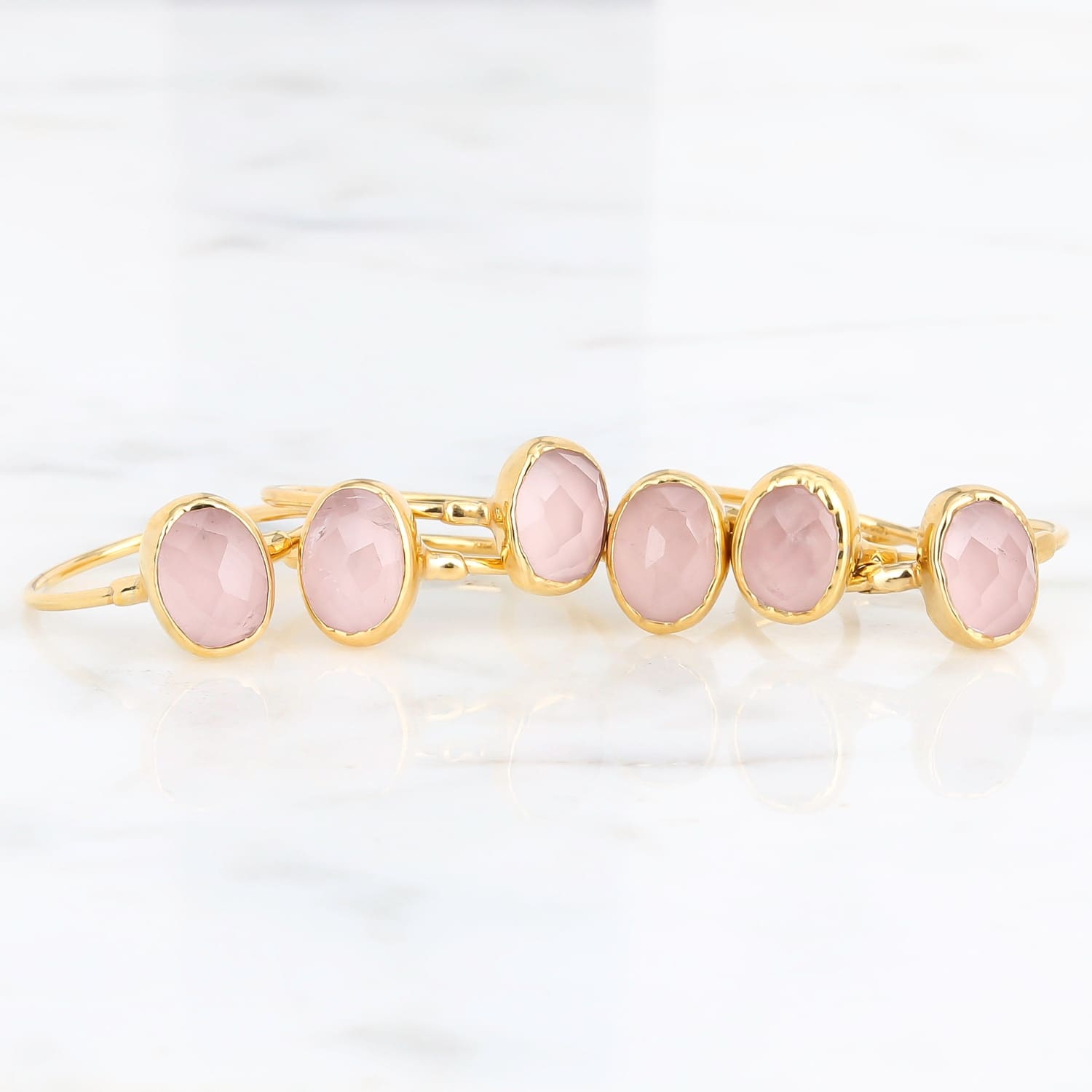 Dainty Oval Rose Quartz Ring