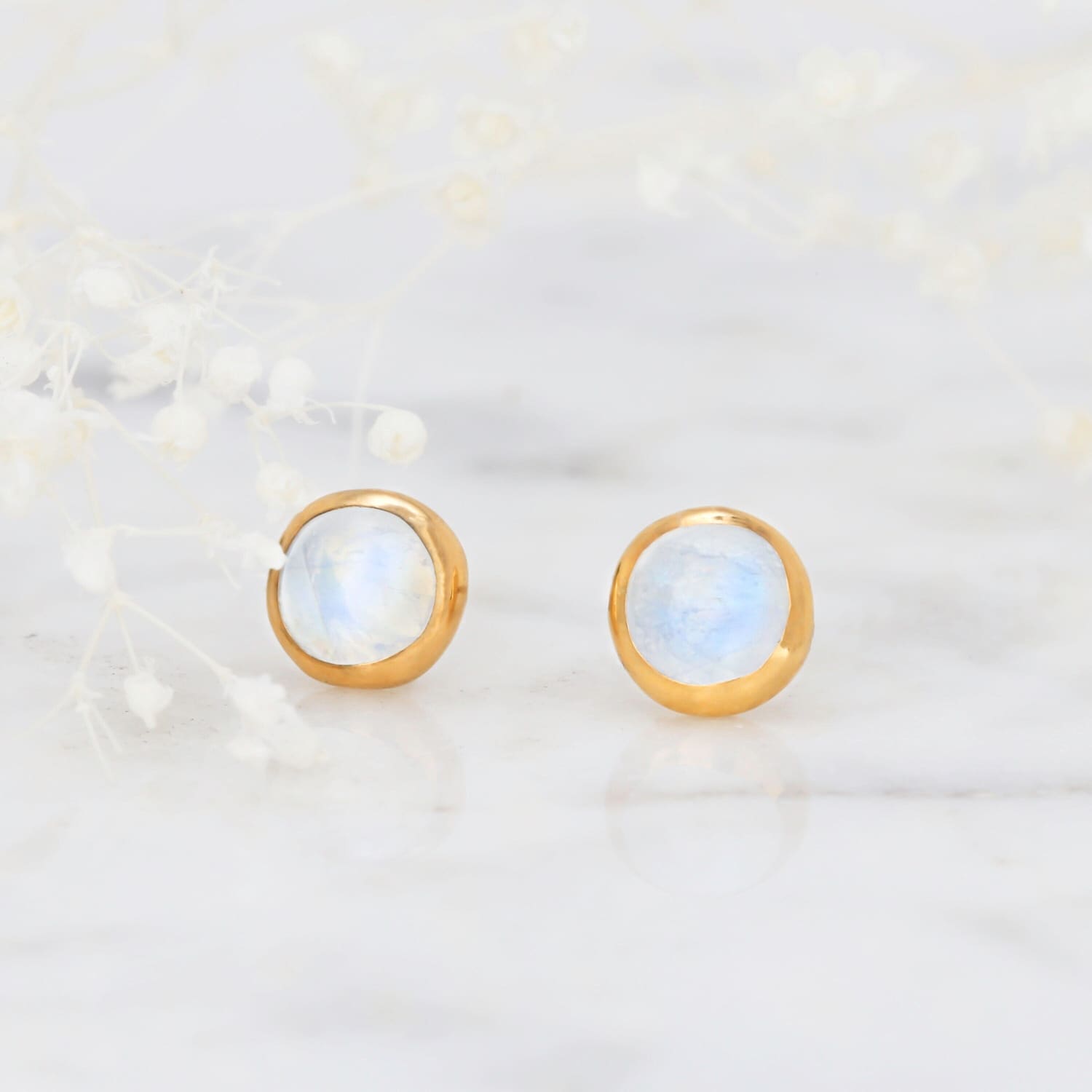 Dainty Rainbow Moonstone Earring