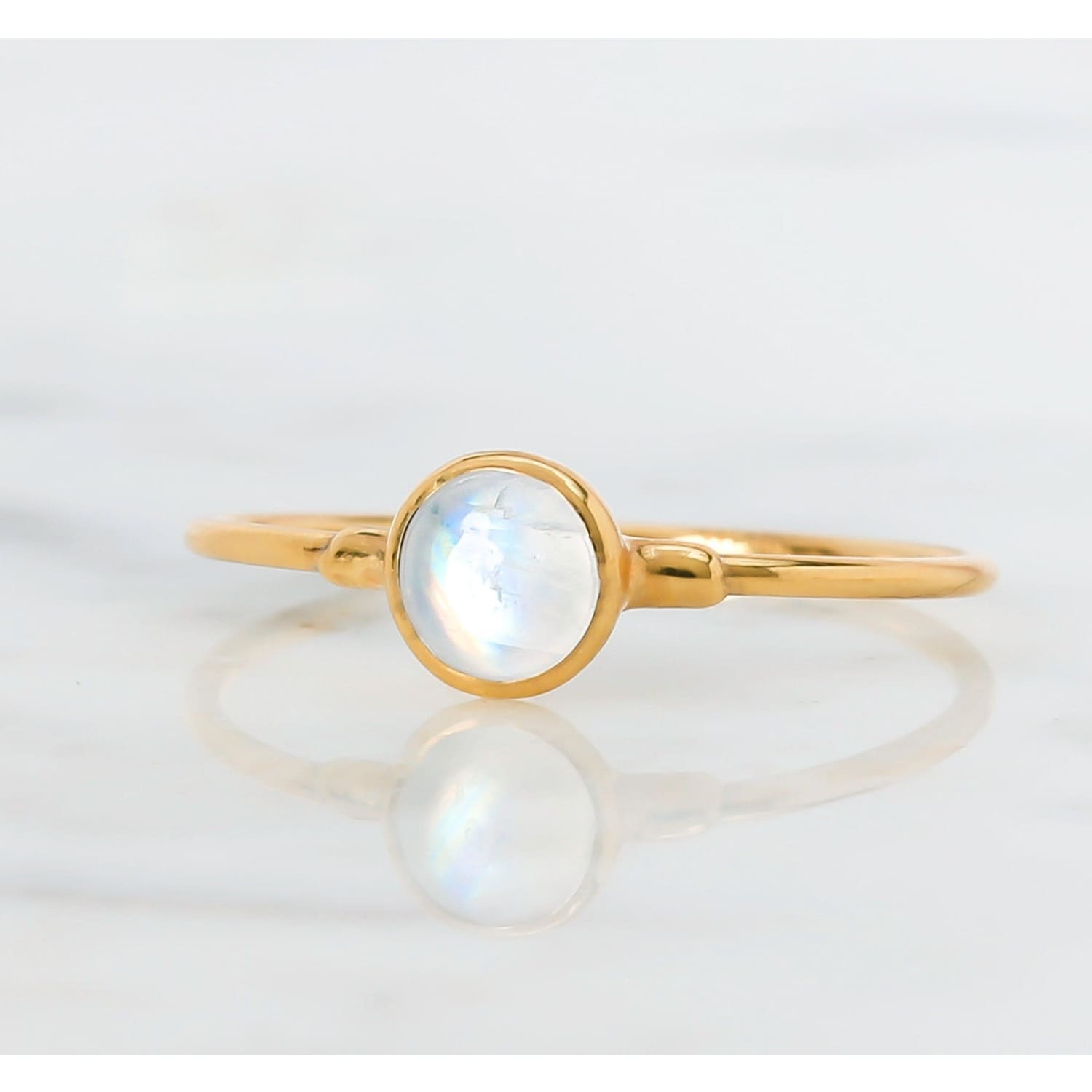 Dainty Rainbow Moonstone Ring