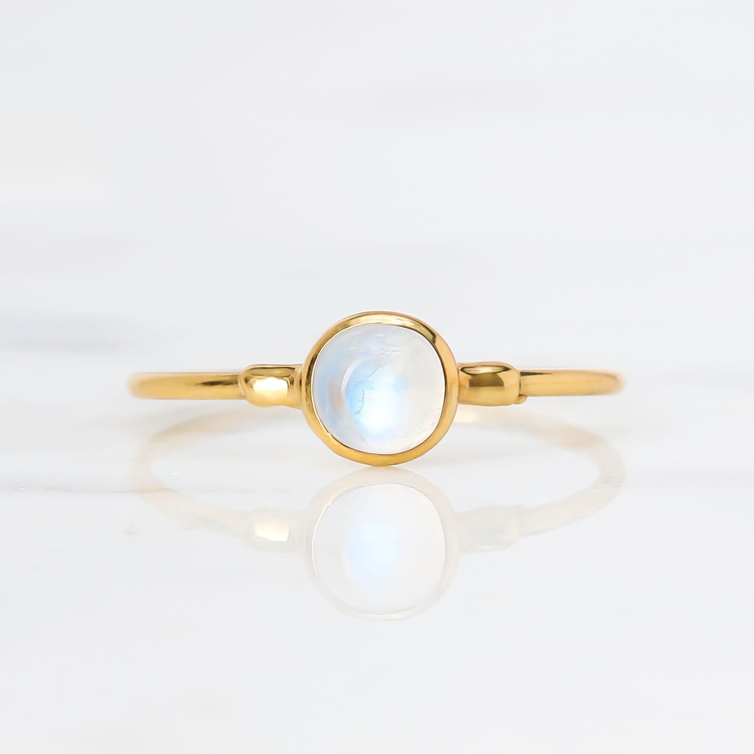 Dainty Rainbow Moonstone Ring