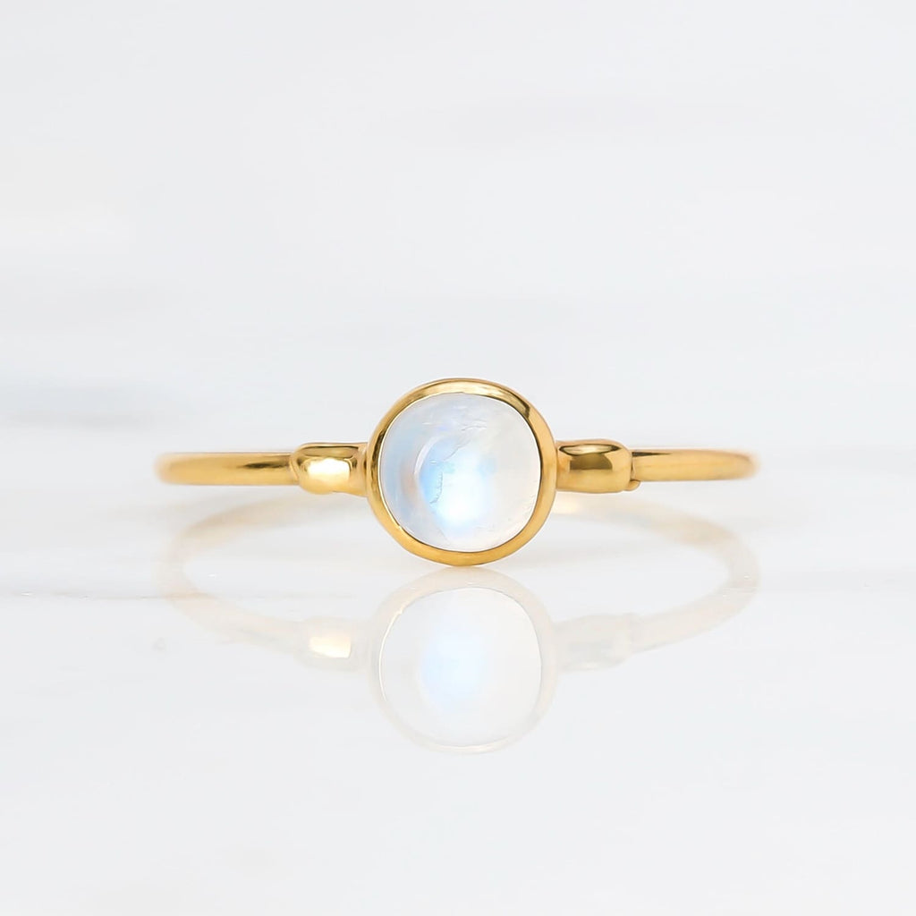 Dainty Rainbow Moonstone Ring • Gold Filled • June Birthstone • Handmade Gemstone Summer Jewelry • Whimsigoth • Cool Thumb Ring  • 24k Dip