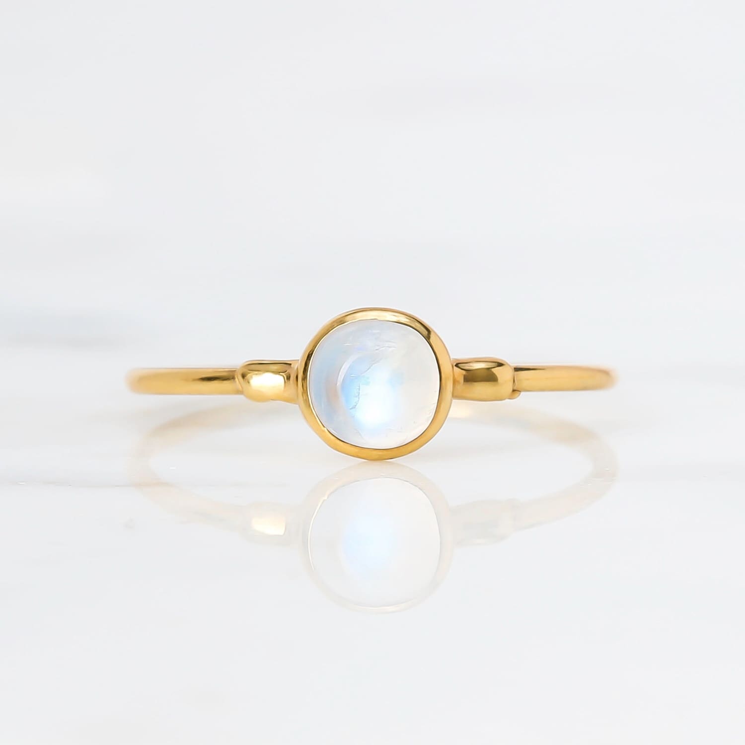 Dainty Rainbow Moonstone Ring • Gold Filled • June Birthstone • Handmade Gemstone Summer Jewelry • Whimsigoth • Cool Thumb Ring  • 24k Dip