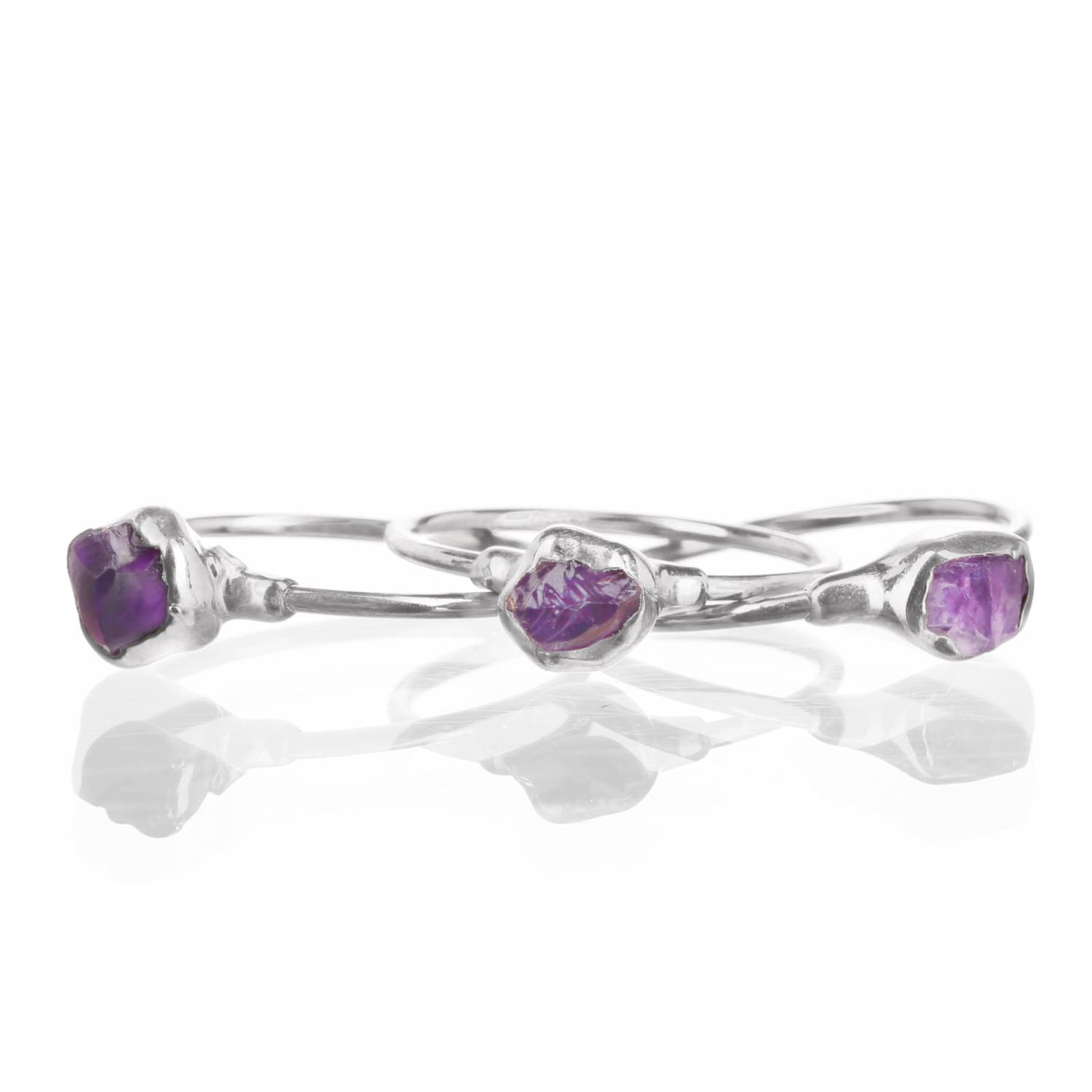 Dainty Raw Amethyst Ring • Gold Filled • February Birthstone • Minimalist Gemstone Stacking Rings  • 24k Dip