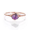 Dainty Raw Amethyst Ring in Rose Gold